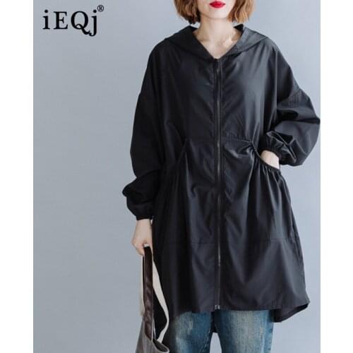 IEQJ Women's Hooded Trench Coats