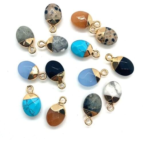 Exquisite Natural Stone Pendant Oval Shape Exquisite Pendant Jewelry Handmade Diy Necklace Earring Reiki Healing Gift 8x14mm