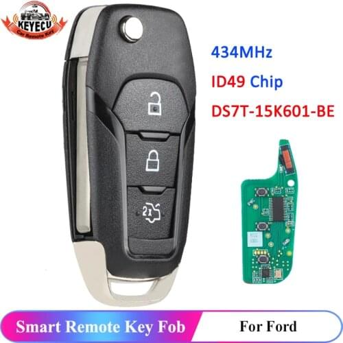 KEYECU Folding Remote Key Fob 3Button 434MHz ID49 for Ford Furus 2014-2017