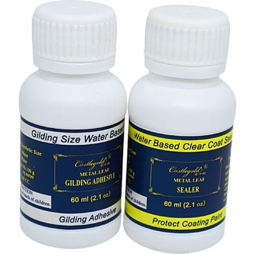 Water based Gilding Glue Gold Leaf Foil with brush for Gold Silver Leaf Sheets Craft Paper 60ml Gold Leaves Glue