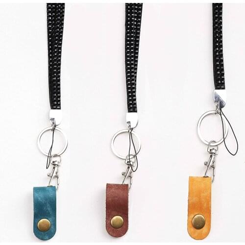 Leather Sunglass Lanyard Neck Strap ID Badge Rhinestone Crystal Lanyard Headphone Organizer