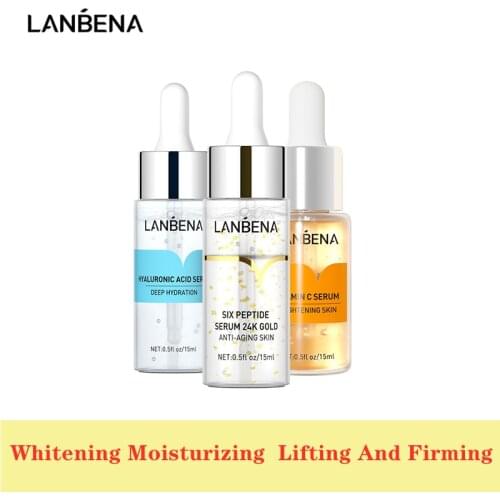 LANBENA Vitamin C+Six Peptides+Hyaluronic Acid Serum Whitening Anti-Aging Moisturizing Skin Care Essence Bioaqua For Face Serum