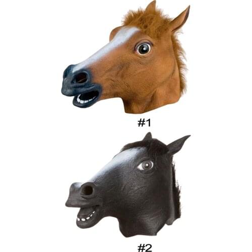 Horse Mask Halloween Horse Head Mask Latex Creepy Animal Costume Theater Prank Crazy Party Halloween Decor Masquerade