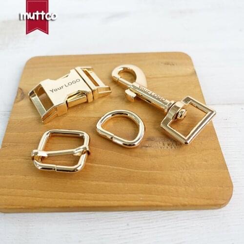 Metal buckle+adjust buckle+D ring+metal dog clasp/set) 20mm engraved buckle DIY dog collar leash sewing accessory 4 colors