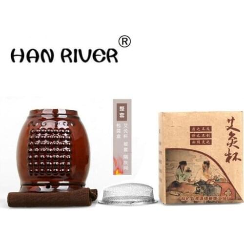 Double moxibustion scrapping of pottery and porcelain cup pot multi-functional ceramic moxibustion