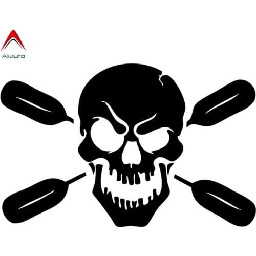 Aliauto Fashion Car Sticker Skull with Paddle Fishing Automobiles Motorcycles Accessories Vinyl Decal for VW Lada Kia,16cm*10cm