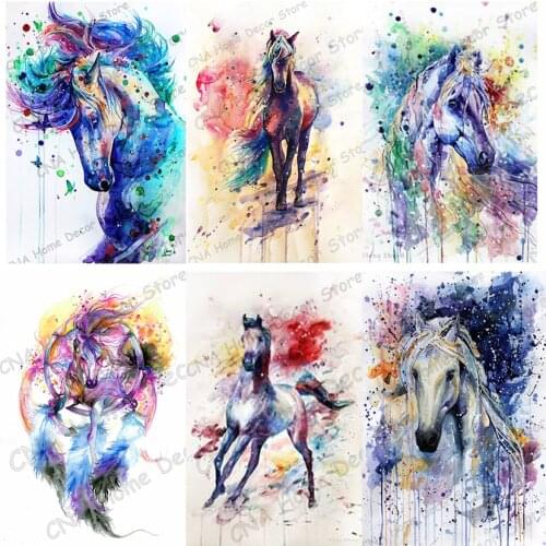 Drill Resin Ribbon Mosaic 5D Diy Embroidery pattern Diamond Painting Colorful Horses animal full 3D Cross Stitch Kits room decor