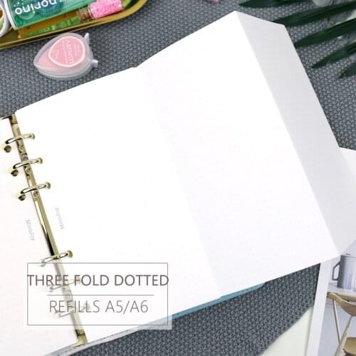MyPretties 20 Sheets DOTTED Refill Papers A5 A6 Three Fold Filler Papers for 6 Hole Binder Organizer Notebook Papers for Planner