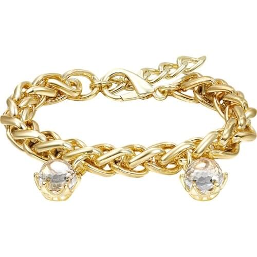 New Elegant Gold Color Bracelet for Women Thick Woven Cuban Chain Special Cut Zircon Christmas Jewelry WB1238GWB1238G
