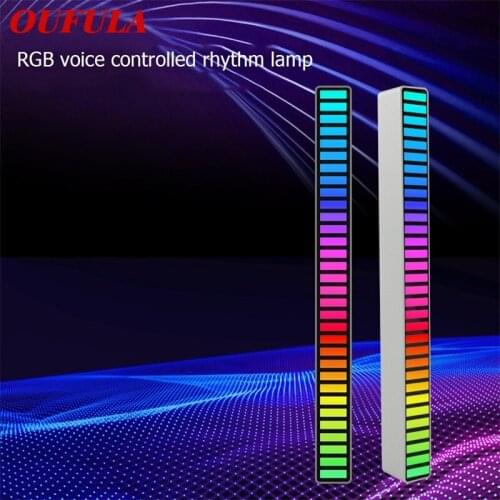 OUFULA RGB Voice Control Atmosphere Light Audio Induction Rhythm Colorful Car Music Lamp Decorative for Home 2 Pack