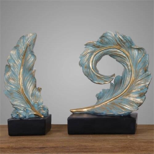 Nordic Resin Feather Sculpture Office Decoration Ornaments Living Room TV Cabinet Wine Cabinet Creative Crafts Decoration Gift