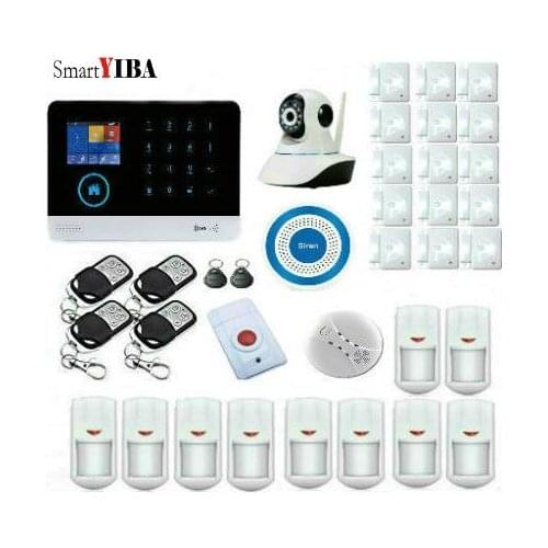 SmartYIBA Wireless WiFi GSM Alarm System Android ios APP Control home Security Alarm System with PIR motion sensor IP camera