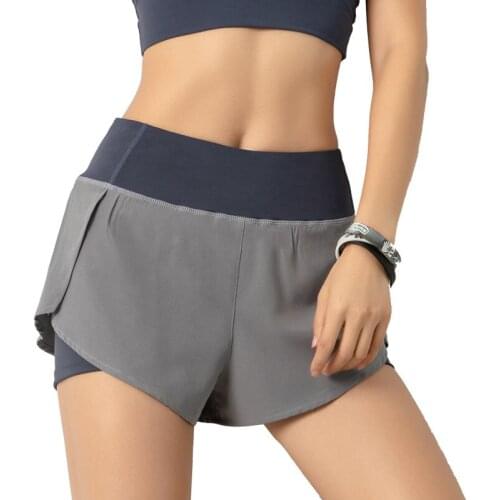 Yoga sports shorts Quick Dry Gym Loose Sport Shorts High Waist Stretch Double Layer pants Short Anti-light casual sports pants