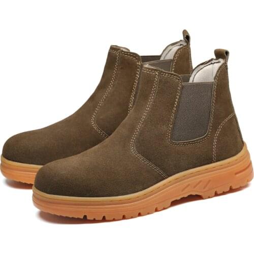 Steel Toe Shoes Mens Cow Suede Indestructible Safty Boots for Men Outdoor Anti-smashing Seguridad Working Shoes Man Safety Boots