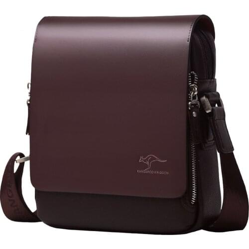 Kangaroo Luxury Brand Vintage Men Messenger Bags For Men Leather Business Shoulder Bag Male Crossbody Bag Brown Casual Briefcase