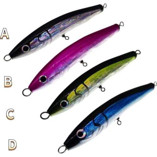 SWOLFY 4PCS 16.5cm/52g Topwater Wooden Lure Deep SeaHard Top Water Surface Sea Fishing Lure Saltwater Trolling Wooden Tuna Bait