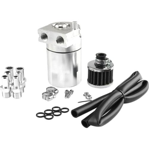 Universal Oil Catch Can Kit Reservoir Tank Engine Black Polish Baffled Aluminum