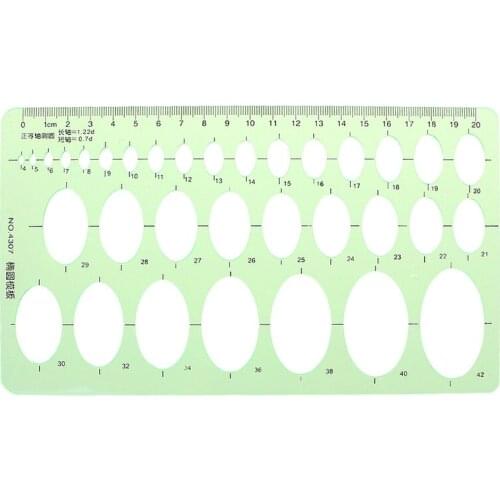 Green Plastic Oval Geometric Template Ruler Stencil Measuring Tools Students Hot N84A