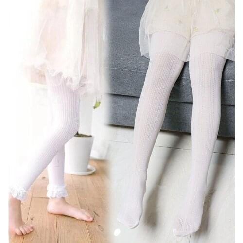 Girls jacquard lace lace cropped pants Korean spring and summer thin hollow velvet pantyhose leggings kids leggings Solid