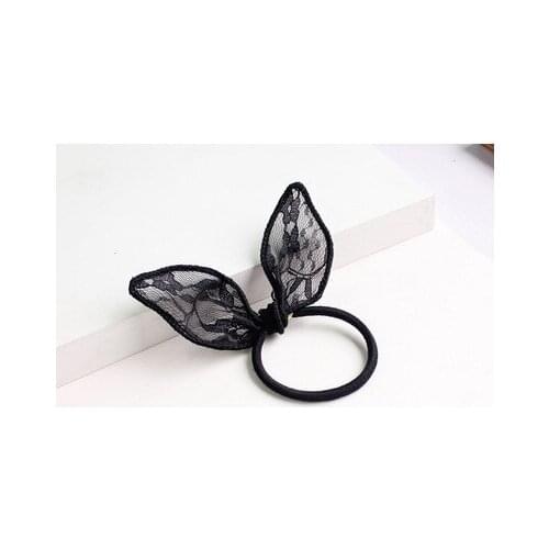 Lace Rabbit Ear Hair Ties for Women Fashion Rubber Bands Girl Headdress Accessories