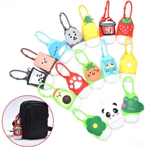 1Pc 30ml Mini Cute Empty Bottle Portable Traveling Refillable Bottle Silicone Protective Cover Hand Sanitizer Bottle