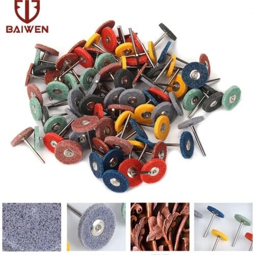 1piece Nylon Felt Grinding Sanding Head 25mm Abrasive Buffing Pads 3mm Shank Polishing Mini Brush for Dremel Rotary Tool