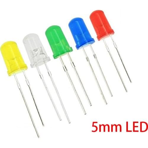 100pcs 5mm LED Diode 5mm round head fog red/yellow/white/green/blue led kit