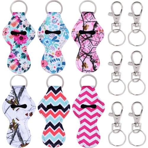 12pack Coloruful Neoprene Lipstick Holder Keychain Lip Case Storage Bag Chapstick Key Chain Holder Party Birthday Christmas Gift