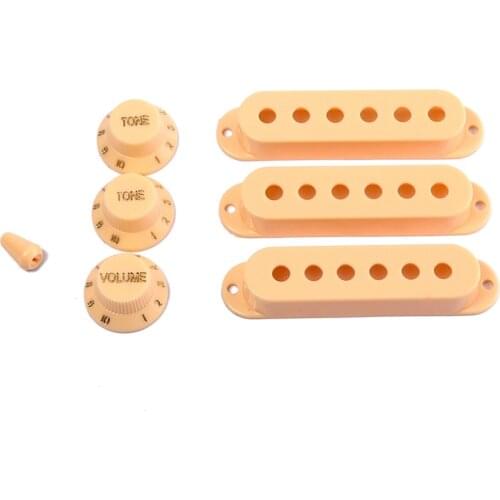 3 PCS 48/ 50/ 52mm Single Coil Pickup Covers Volume Tone Knobs Switch Tip Set for Stratocaster Strat ST Electric Guitar Replacem