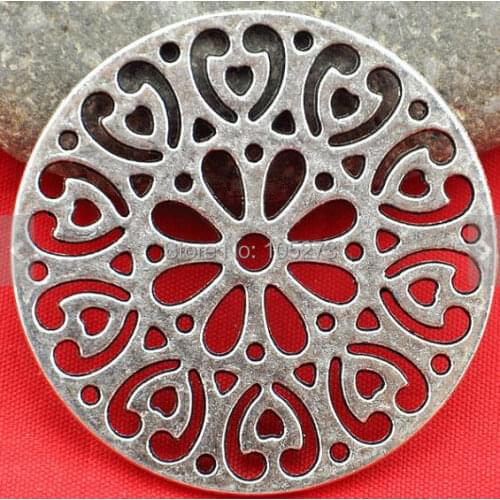 47MM Antique Silver Filigree Flower Connector Charms - DIY Accessory Jewelry Making