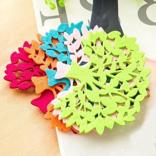 5pcs Felt Coasters Table Protector Mat Cup Pad Placemat Heat Resistant Coffee Tea Insulation Hot Drink Mug Kitchen Bar Decor