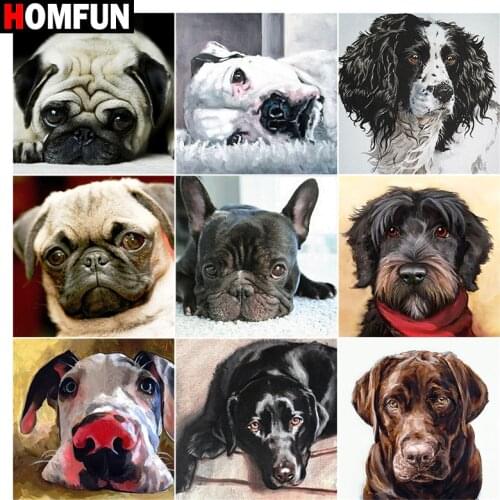 HOMFUN Full Square/Round Drill 5D DIY Diamond Painting "Dog animal pet" 3D Embroidery Cross Stitch 5D Home Decor Gift