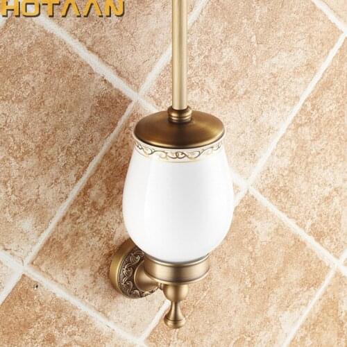 Free Shipping Toilet Brush Holder,ceramic Solid Brass Construction Base ,Bathroom accessories YT-12612