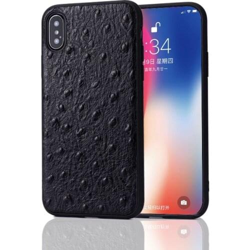 Cowhide Phone Case For iPhone 7 8 X Xr Case Ostrich Texture Cover For iPhone 6 6s 7p Xs max Case