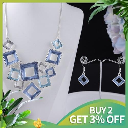 MeiceM Classic Enamel Irregular Geometry Necklace Womens Chokers Necklaces for Girls Dress Trendy Alloy Chain Necklaces Set