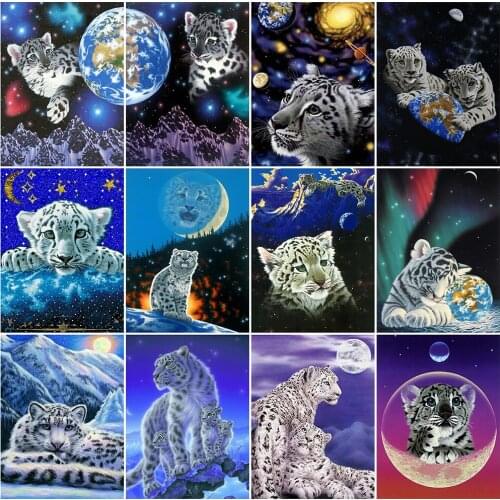 Evershine 5D Diamond Painting Leopard Diamond Embroidery Animal Winter Rhinestones Art Full Square Mosaic Beaded Home Decor