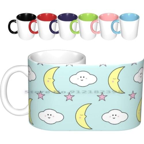 Sweet Dreams Moon And Cloud Pattern Ceramic Mugs Coffee Cups Milk Tea Mug Luna Moon Clouds Star Dreaming Kawaii Sweet Dreams