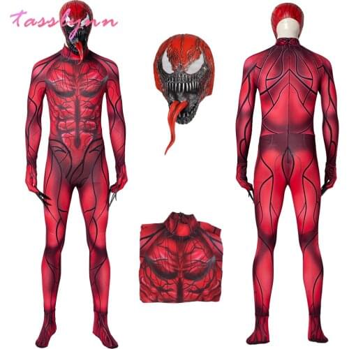 Red Venom Symbiote Cosplay Costume Zentai Unisex Bodysuit Carnage 3D Printed Adults Kids One-Piece Spandex Jumpsuits