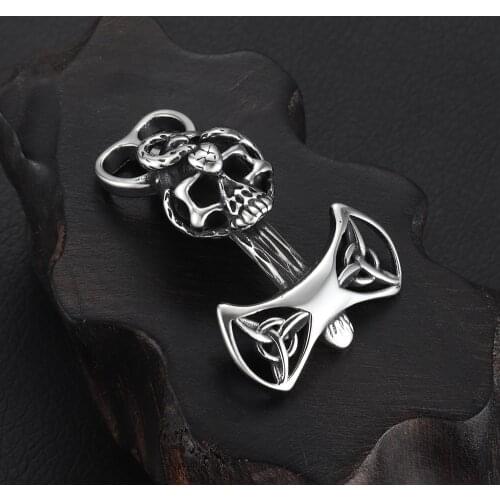 Stainless Steel Viking Thor Hammer Hooks Snake Skull Double Hole 6mm Bracelet Jewelry Making Findings DIY Supplies Accessories