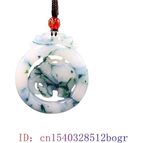 Jade Elephant Pendant Natural Necklace Charm Amulet Double sided Fashion Jadeite Gemstone Carved Gifts Chinese Jewelry