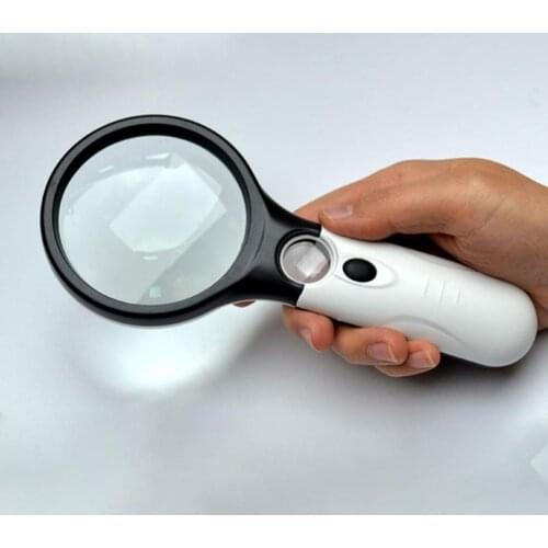 New 3X 45X 3 LED Light Handheld Magnifier Reading Map Newspaper Magnifying Glass Jewelry Loupe