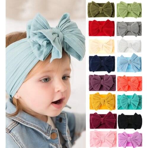 Cute Bowknot Baby Headband Turban Solid Color Newborn Baby Girls Elastic Hair Bands Super Soft Nylon Hair Accessories 2021 New