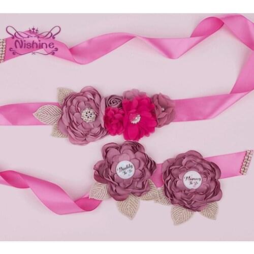 Nishine Fashion Artificial Flowers Women Waistband and Brooch Set Maternity Belts DIY Wedding Party Decoration Photography Props