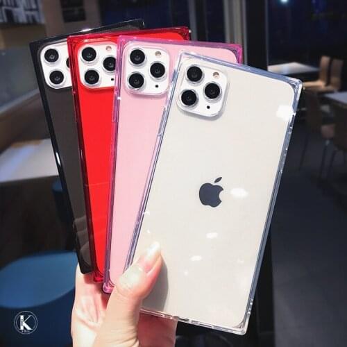 Fashion Square Transparent Phone Case For iPhone 11 Pro Max X XS XR 12 Mini 7 8 Plus 6S SE 2020 Luxury Soft TPU Shockproof Cover