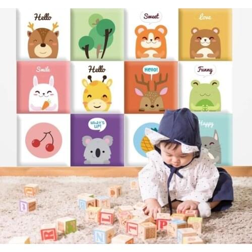 Cartoon Animals 3d Stereo Wall Stickers Anti-collision Headboards Soft Bag Tatami Wall Decoration Children Room Cabecero Cama