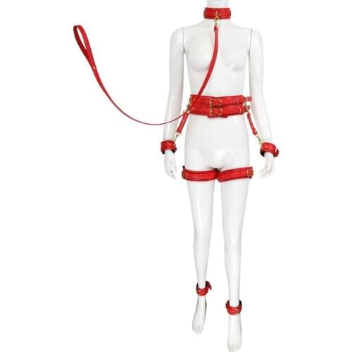Adult Kit Sex Toys Set Fetish Men Women Leather Handcuffs Chain Leash Collar Bdsm Bondage Restraints Slave Necklace Ankle Cuff