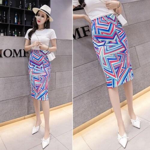 NEW Summer High Waist Slim Slimming Mid-Length Hip Irregular Diagonal Stripes Half-Length Skirt elegant iridescent skirt