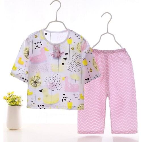 2020 new summer childrens cotton silk suit boy girl baby childrens clothing home service air-conditioned clothing pajamas