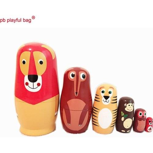 PB Playful bag Six story Russian fox animal dolls handmade wooden toy sets crafts special gift decorations HG18
