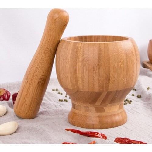 Bamboo Manual Garlic Press Tool Eco Natural Wood Peeling Garlic Household Kitchen Grinding Tool